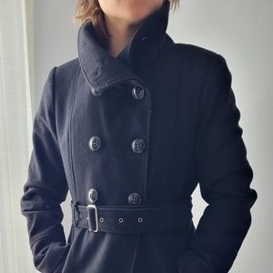 Guess Black Belted Peacoat